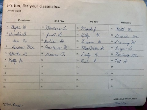 student names Mollie Dawson Elementary School class photo 5th grade 1963