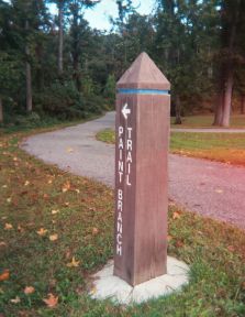 End marker for Paint Branch Trail